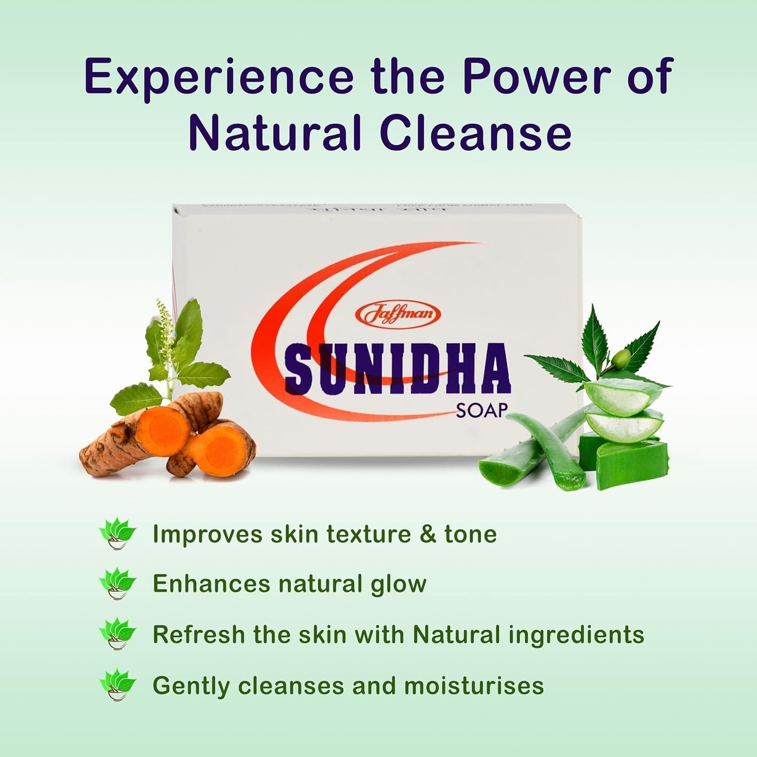 Jaffman Sunidha Soap with Milk Aloe vera Tulsi and Neem - 75 gms (Pack of 3)