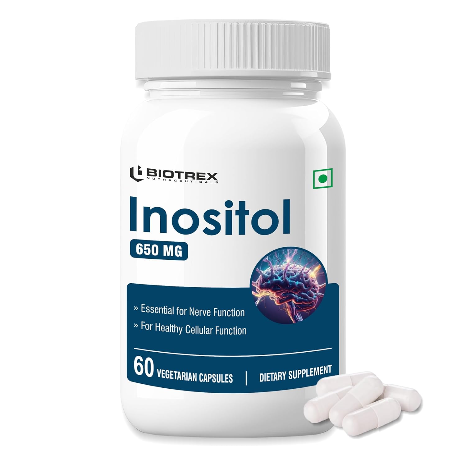Biotrex Nutraceuticals Inositol 650mg, Essential for nerve function - 60 Capsules