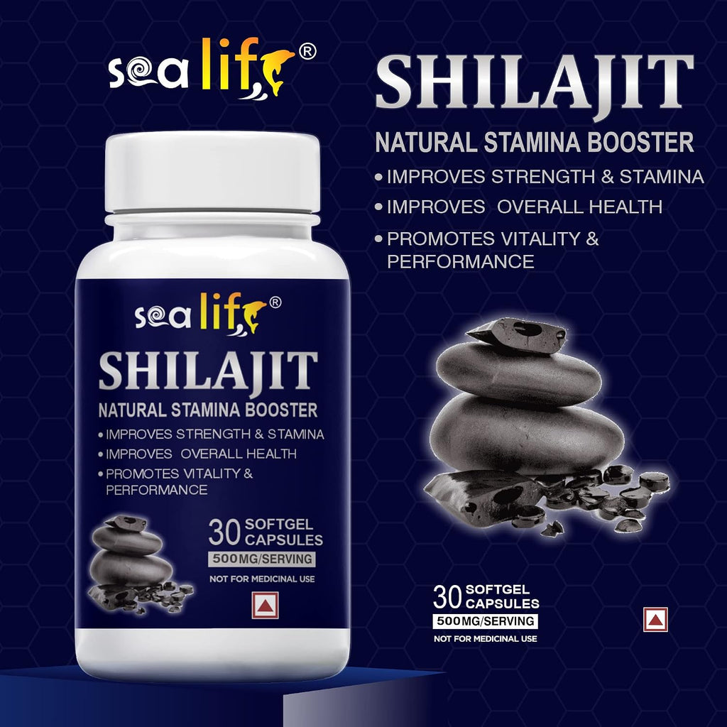 Sea Life Shilajit Softgel Capsules 500 mg | Pure Natural Shilajit Extract Capsules,Boost Immunity, strength & Energy, Supports Metabolism (30 Capsules) Pack of-1