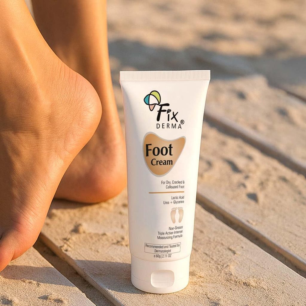 Fixderma 5% Lactic Acid, 15% Urea, 3% Glycerine, Foot Cream For Dry & Cracked Feet, Moisturizes and Soothes Feet, Heel Repair Paraben & Sulphate Free, All Skin Types 60 ML