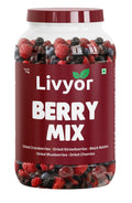Livyor 5 in 1 Berry Mix for eating - 1kg | Good Source of Fibre | Dried Cranberries | Black Raisins | Cherries | Blueberries | Strawberries | Berry Blast | Berries dry fruits | Berries fresh | Pack of 1