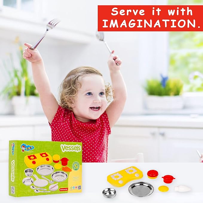 Ratna's Kitchen Set for Kids | a Perfect Roleplay Pretend Play Kitchen Play Set for Kids | Vessels Kitchen Set