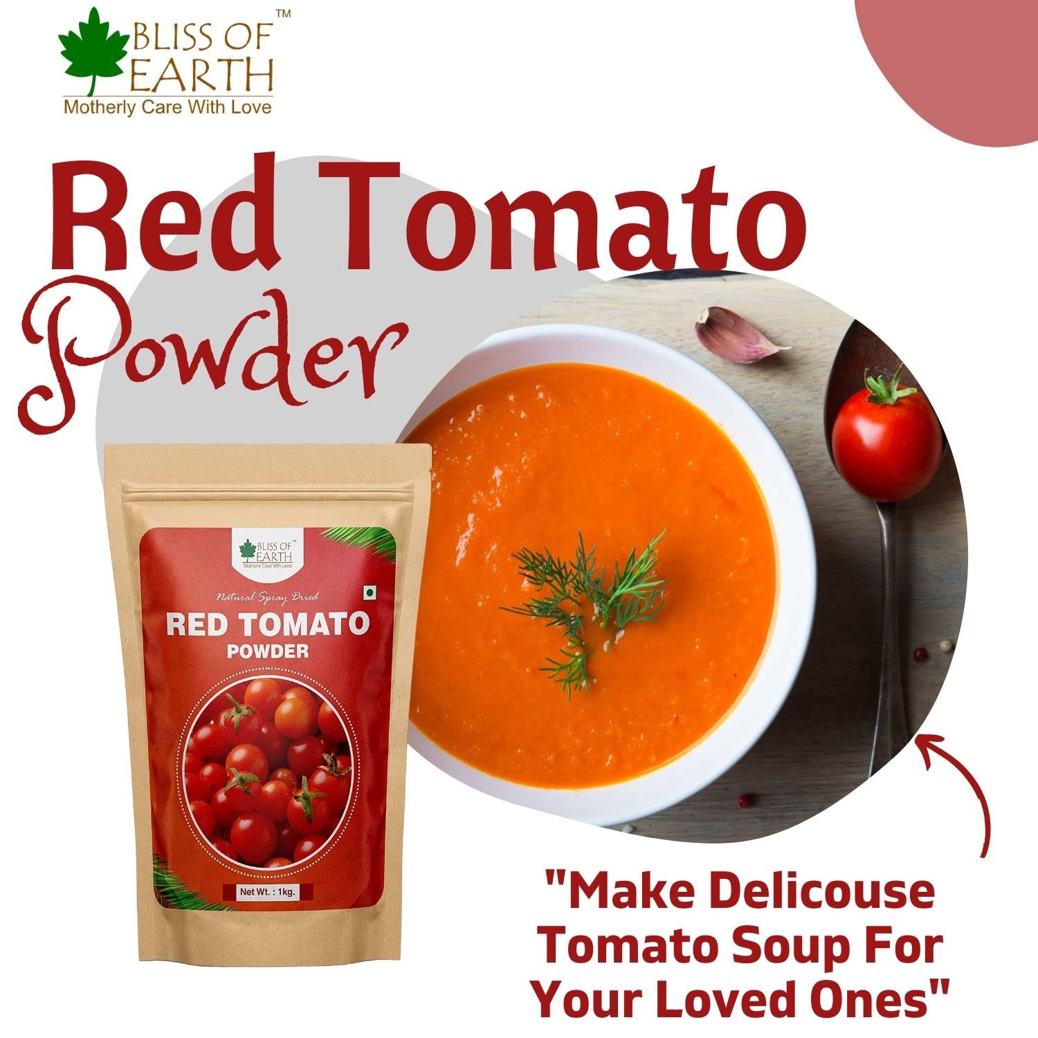 Bliss of Earth 500Gm Red Tomato Powder natural Spray Dried