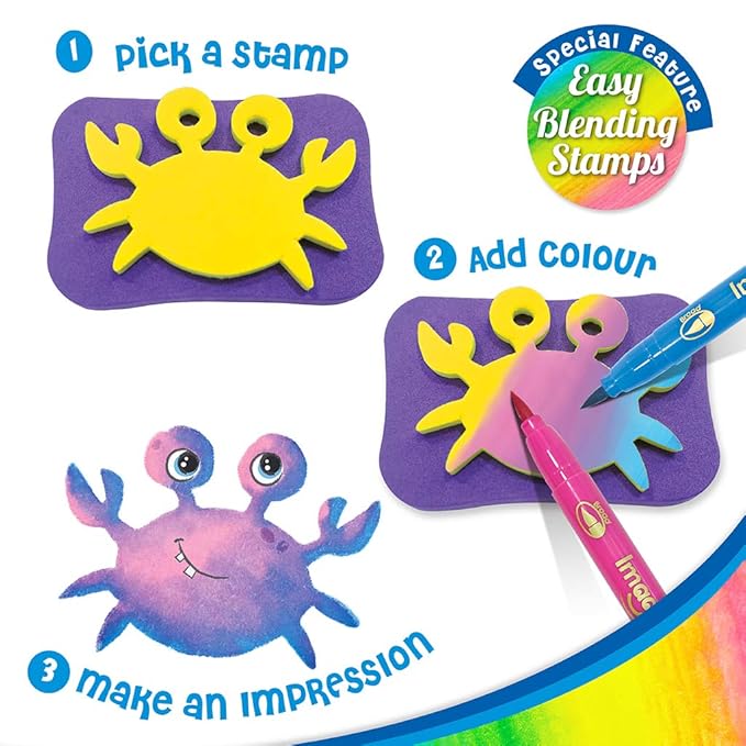 Imagimake Stamp Art Ocean Coloring & Stamping Set for Girls & Boys Multicolor