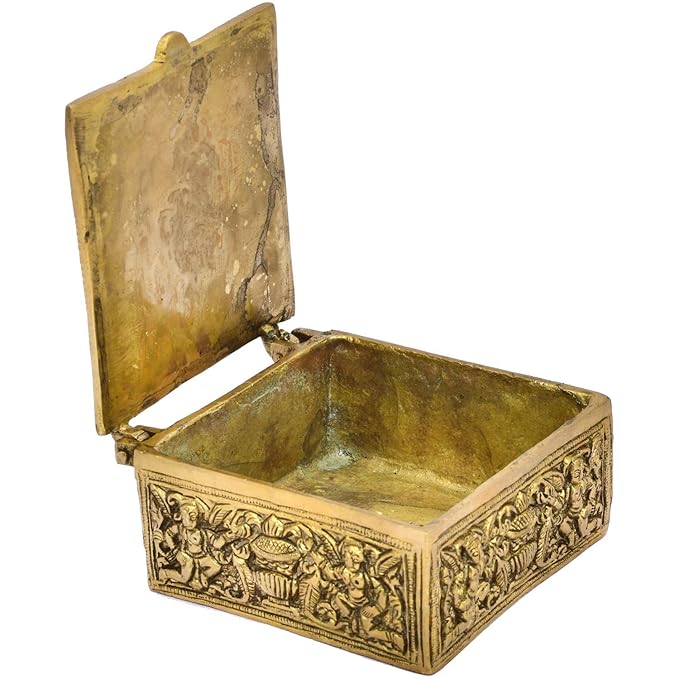 The Advitya Brass Ganesha Idol Multipurpose Decorative Storage Box | Pooja Temple, Home Decor