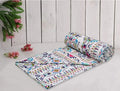 Trance Home Linen 150 GSM Pure Cotton Reversible Dohar Single Bed Size Ac Blanket Soft Light-Weight Bed Blanket 56 X 88 Inch Colour Azetic Sea Blue