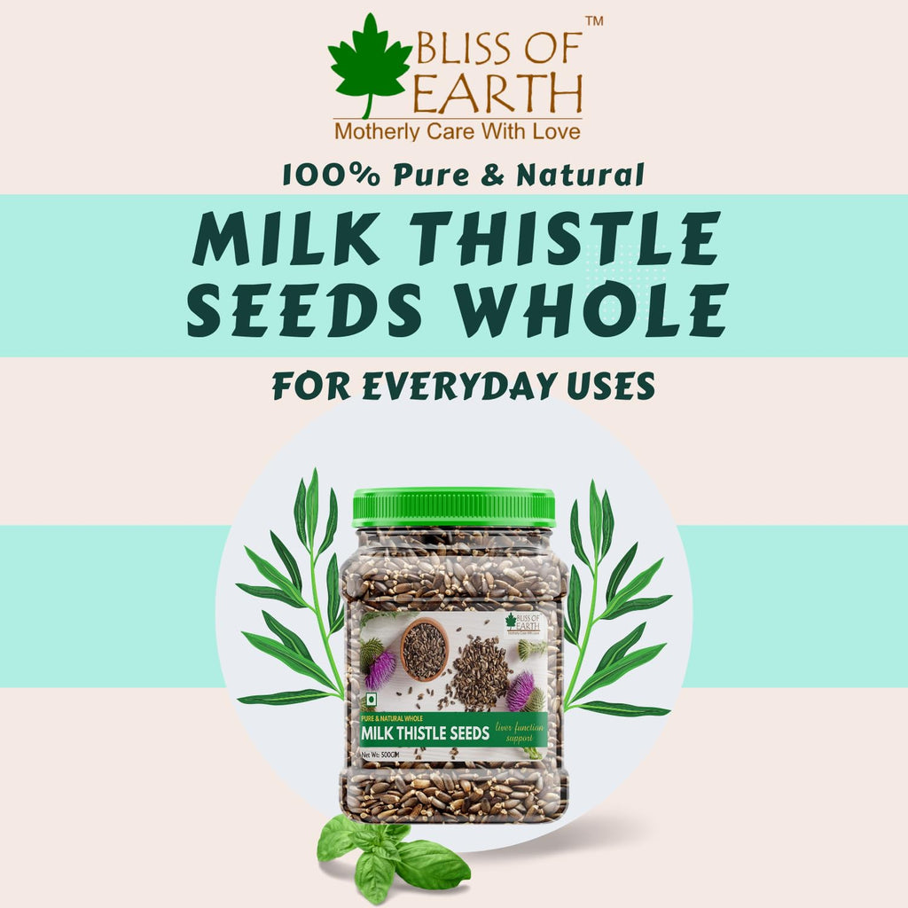 Bliss of Earth 500gm Milk Thistle Seeds Organic Super Food Great for Guts Health & Boost Immunity (Pack of 1)