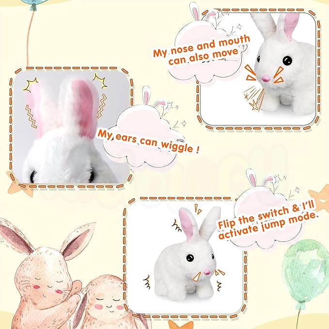 Kidology Electronic Bunny Toy for Kids Hopping & Jumping Rabbit White Color