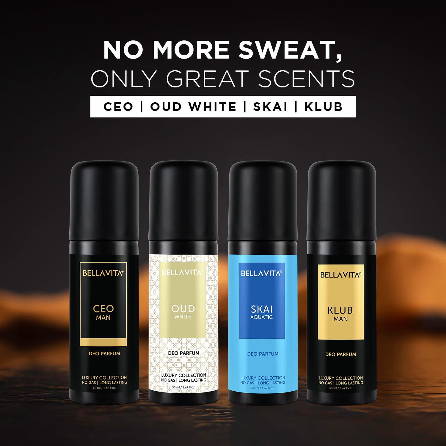 Bella Vita Luxury Unisex Body Perfume Gift Set | Deodorant for Men & Women | Pack of 4 x 50ml | No Gas Deo for Man and Woman | Long Lasting Fragrances with Lemon, Blackcurrant, Lavender & Bergamot