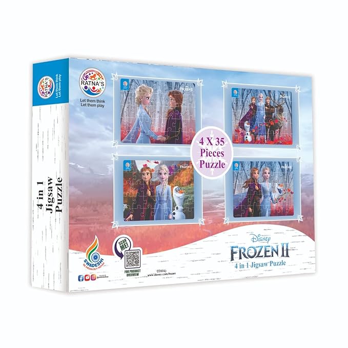 Ratna's 4 in 1 Disney Jigsaw Puzzle 140 Pieces for Kids | 4 Jigsaw Puzzles 35 Pieces Each | Frozen