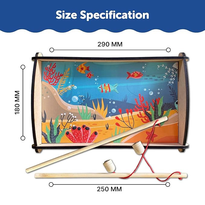 Mini Leaves Wooden Small Tray Magnetic Fishing Game for Kids | Fishing Toy Educational Toys | 13 Pieces