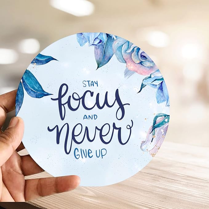Artvibes Showpiece Idols and Figurines for Home and Office Decor | Wooden Stylish Quotes Stay Focus Never Give Up Table
