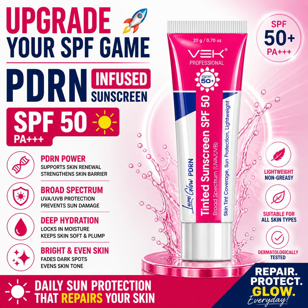 VSK Professionals PDRN Repair Tinted Sunscreen SPF 50+ | Broad Spectrum UVA/UVB Protection | Skin Repair Formula with Natural Tinted Coverage | Lightweight, Non-Greasy Daily Wear for Even, Glowing Skin Tone | 20g (Pack of 1)