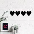 Ecraftindia Set of 4 Hearts Black Engineered Wood Cutout Wall Art Decor | Romantic Wall Hanging