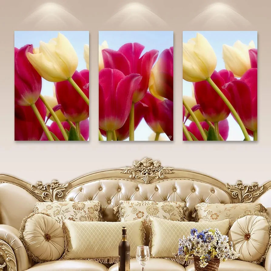 Rangoli CD-1300 Wood Red Flower Painting Multicolour Abstract 12 x 18 Inch Design Code-1300