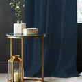 Urban Space Blackout Curtains for Door 7 Feet Long Set of 2, Embossed Abstract Design, 100% Light Blocking Blackout Curtain for Living Room, Curtains with Eyelets and Tieback Earth Crust Navy