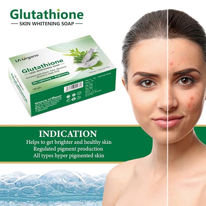 La Organo Glutathione Neem & Tulsi Skin Whitening Soap - 100 Gms | Pack of 2