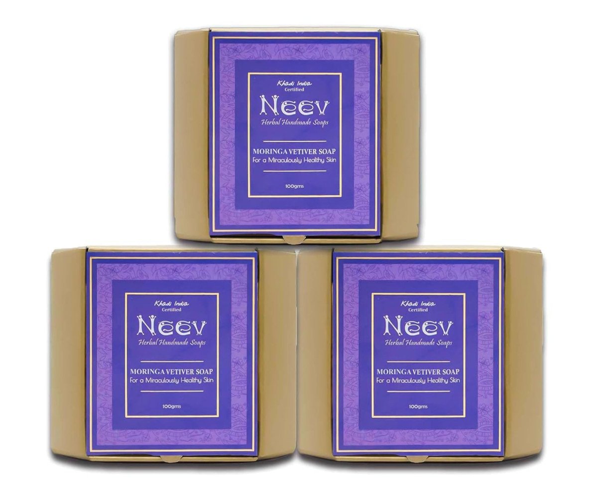 Neev Herbal Handmade Soaps Moringa Vetiver Soap - 100 gms (Pack of 3)