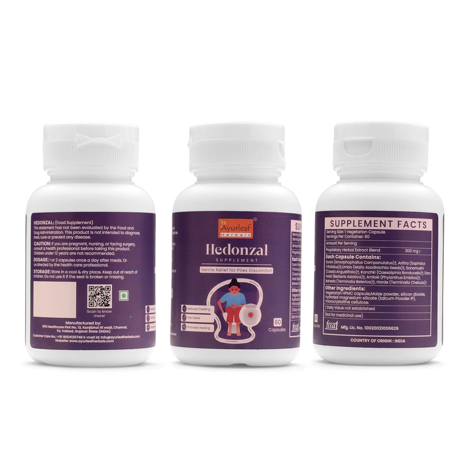 Ayurleaf Herbals- Hedonzal Extract Blended Capsules 300 Mg 60 Veggie Capsules for Men