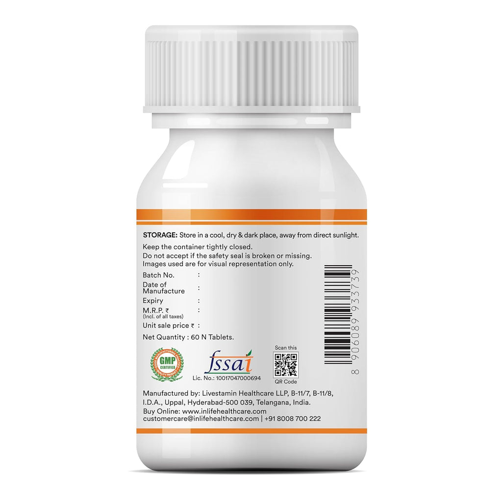 INLIFE Curcumin Tablets with Piperine | 95% Curcuminoids with Curcuma Longa Root Powder | Antioxidant & Anti-inflammatory | Turmeric & Ginger Extract, 1605mg - 60 Tablets (Pack of 1)