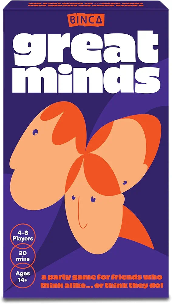 Binca Card Game - Great Minds, Hilarious Mind-Matching Party Game for Teens, Adults & Families, Perfect for Parties, Gamenights, Trips & Get-Togethers, Gifts for Game Lovers, 4-8 Players