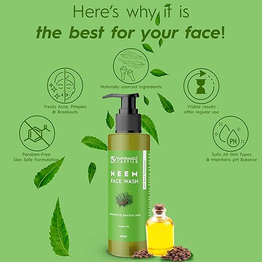 Naturaleza Castile Neem With Salicylic Acid Face Wash - 100 ml