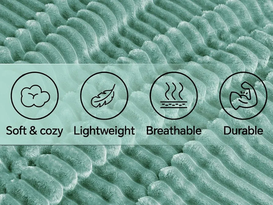 Homekart Pencil Pattern Flannel Fleece Sherpa Blanket Soft Plush Fluffy Season AC and Mild Winter Reversible Blanket Single Bed Mint Green