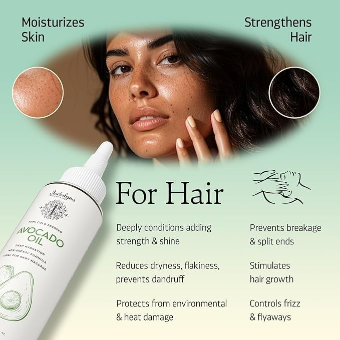 Indulgeo Essentials 100% Natural Cold Pressed Avocado Oil for Hair & Skin - 100 ml