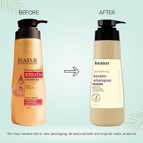 Inatur Keratin Shampoo Hair Strengthening Frizz Control - 350 ml