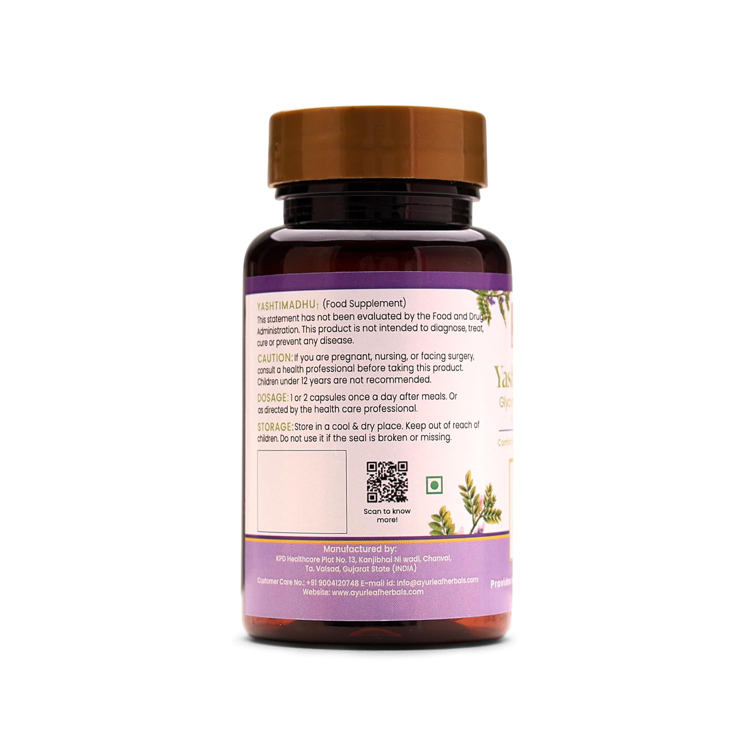 Ayurleaf Herbals Yashtimadhu Capsules | 60 Caps | Pack of 2