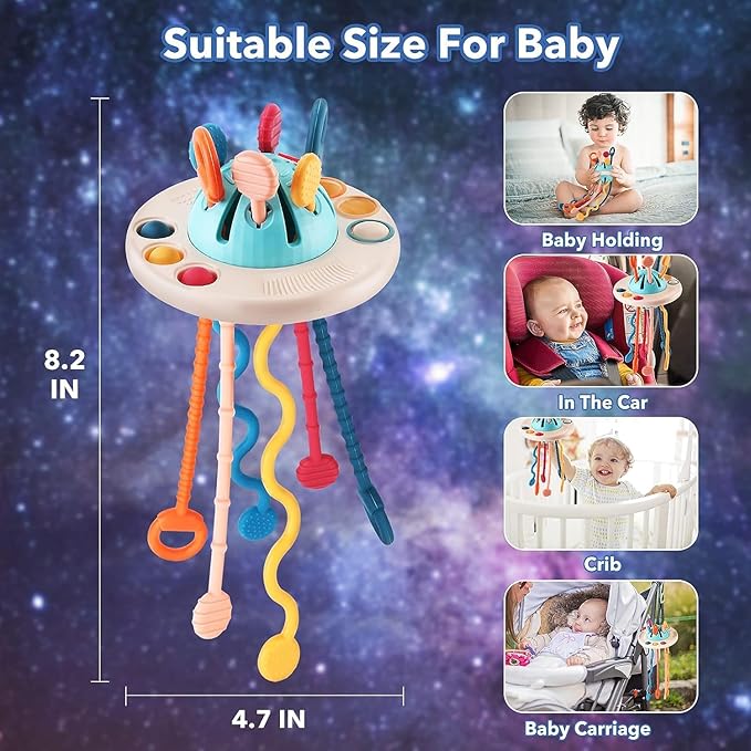 Kidology UFO Pull String Toy for Babies Teething Strings Sensory Montessori Toys Multicolor