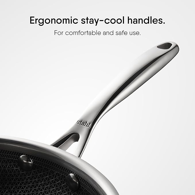 Stahl Artisan Hybrid Triply Frying Pan with Lid Stainless Steel, 1.8 L, 24 cm - 1360 gms