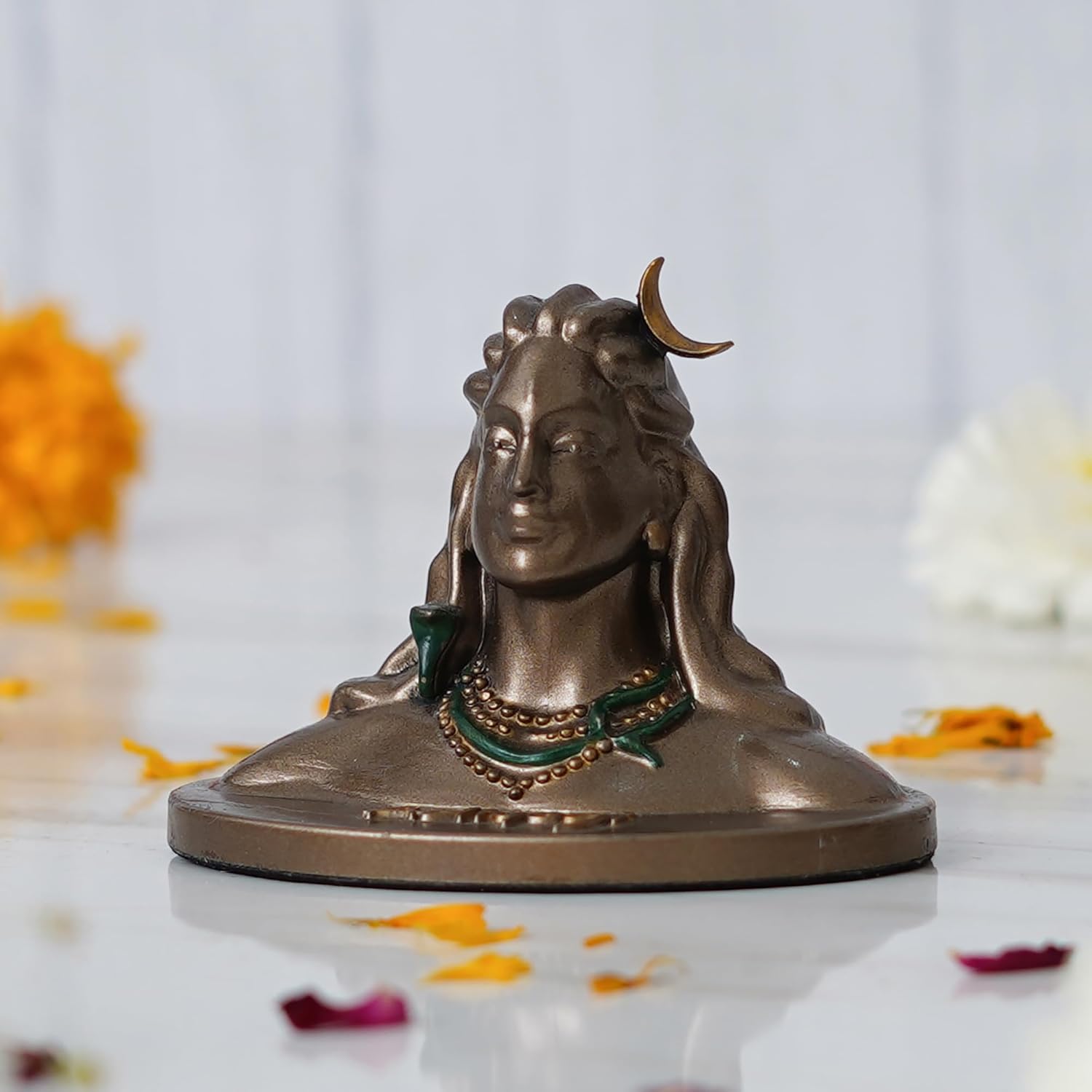 Ecraftindia Handcrafted Polyresin Bronze Adiyogi Shiva Statue | Hindu God Idol
