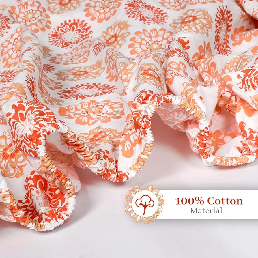 Divine Casa 100% Cotton Double Bed Bedsheet Set 1 Bedsheet & 2 Pillow Covers 144 TC Breathable & Wrinkle Free Colour Blazing Orange