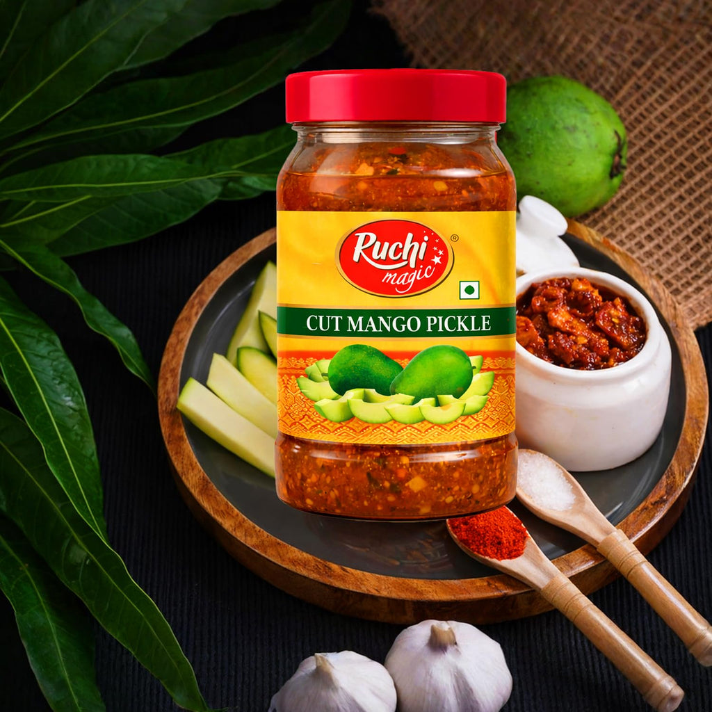 Ruchi Magic Cut Mango Pickle – Authentic South Indian Style | 65% Mango Pieces | Tangy & Spicy Traditional Taste | Perfect Addition to Indian Meals – 1 kg
