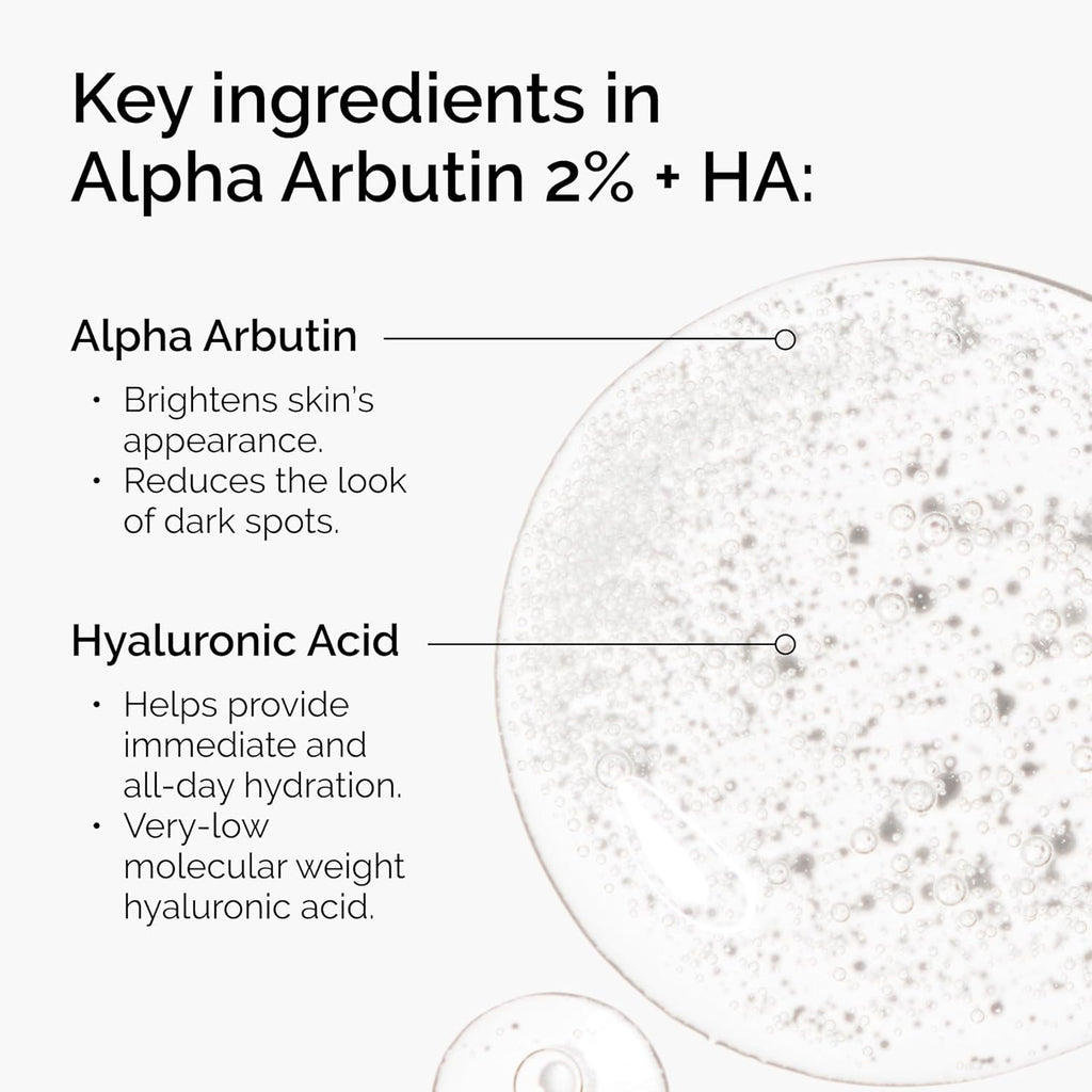 The Ordinary Alpha Arbutin 2% + HA, Brightens Skin and Targets Dark Spots, 30ml