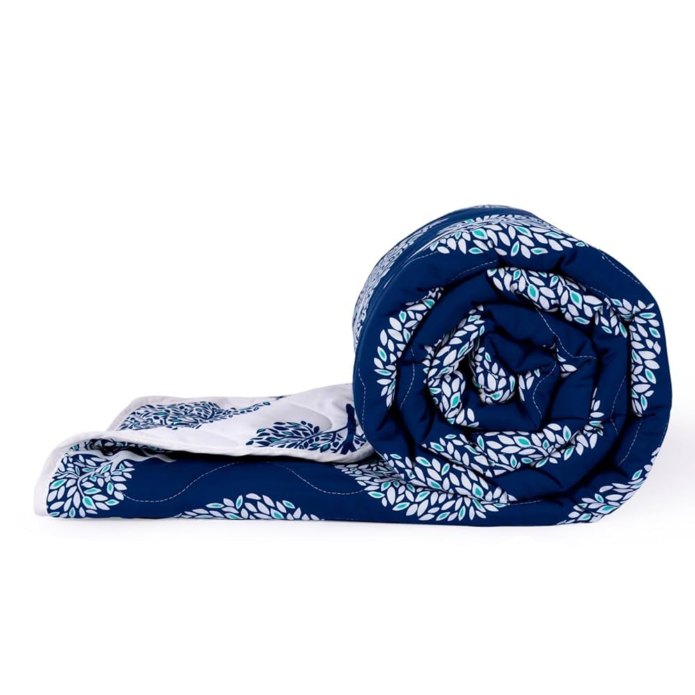 Divine Casa 120 GSM Microfiber Single Bed Comforter Soft & Lightweight Reversible AC Blanket Colour Dark Sapphire