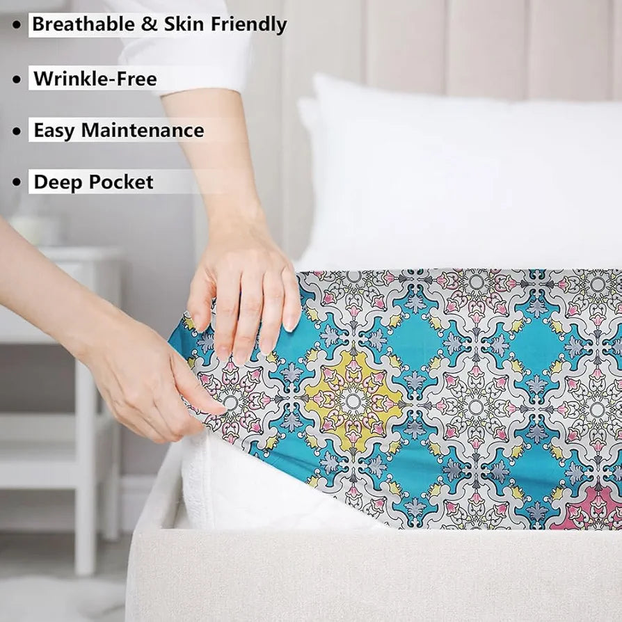 Homekart Premium Microfiber Elastic Fitted Bedsheets with 2 King Size Pillow Covers Double Bed 180 TC Supersoft Aqua
