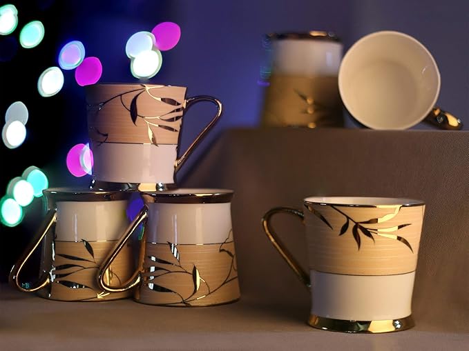 Femora Indian Ceramic Tea Cups 200 Ml | Set of 6 | Multi-color | Not Microwave Safe