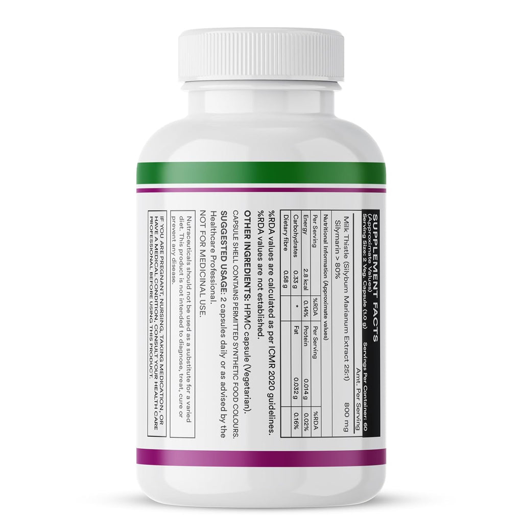 INLIFE Milk Thistle Extract 800mg | 80% Silymarin Liver Support Supplement - 120 Vegetarian Capsules (Pack of 1)
