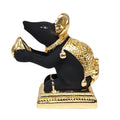 Gold Art India Gold-Plated Mushak  Mouse with Modak Black Terracotta Finish