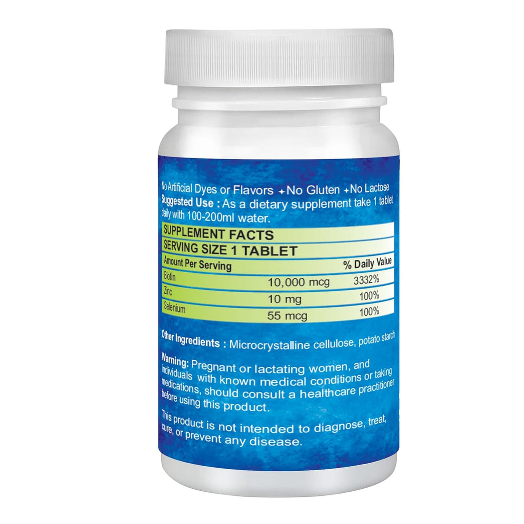 Vitaruhe Biotin High Dose Biotin + Zinc + Selenium Vegan Hair Growth Supplement for Healthy Skin, Hair and Nails, Full Year Supply, 365 Tablets