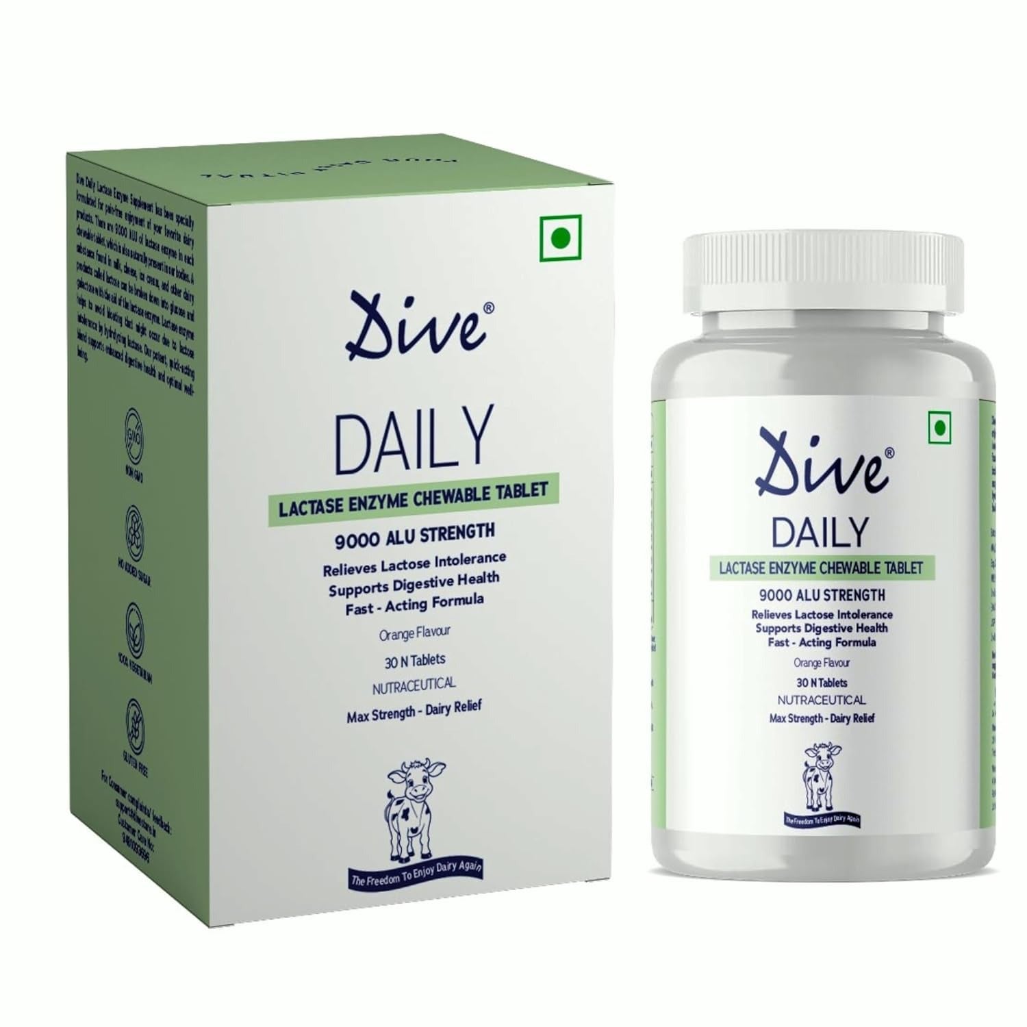 Dive Daily Lactase Enzyme Chewable Tablet - 30 Tabs (Pack of 2)
