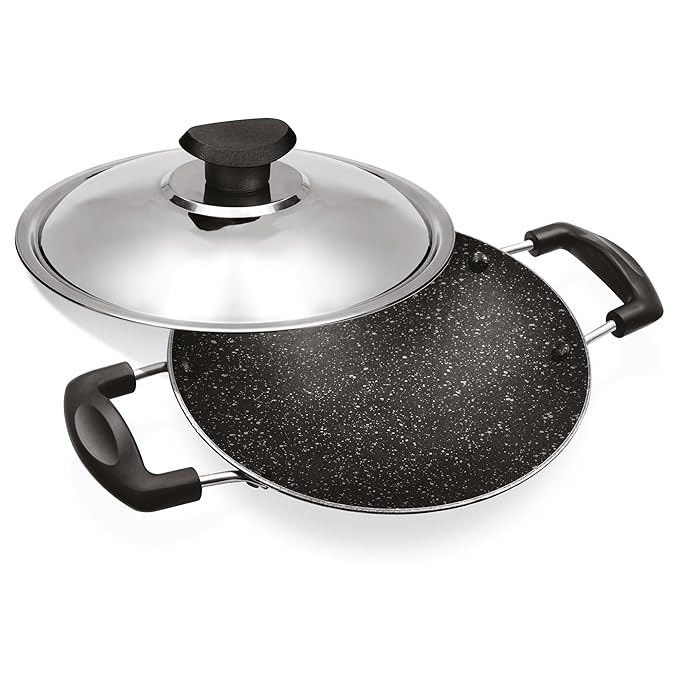 Milton Pro Cook Granito Non Induction Appachetty With Lid, 21 Cm, Burgundy - 575 gms