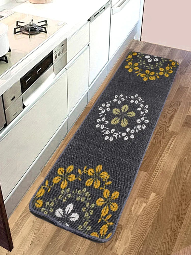 Saral Home Zinta Floral Soft Cotton Durable & Washable Multipurpose Runner Colour Grey