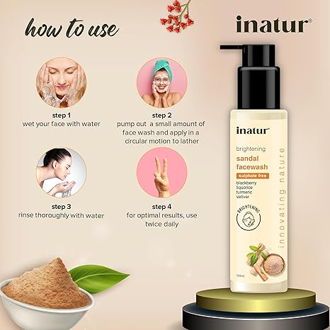 inatur Sandal Face Wash Reduce tan Nourishes and brightens skin - 100 ml
