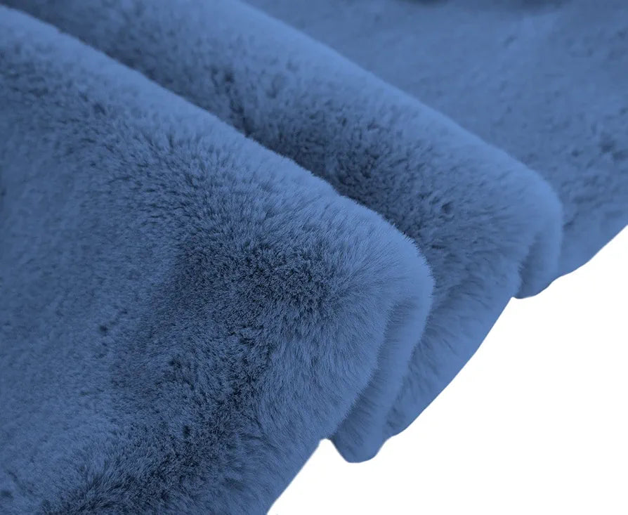 Luxe Home International Ruffle Floor Rug Rabbit Fur 1000 Gsm Living Room Foot Mats 4 X 6 Ft colour Blue