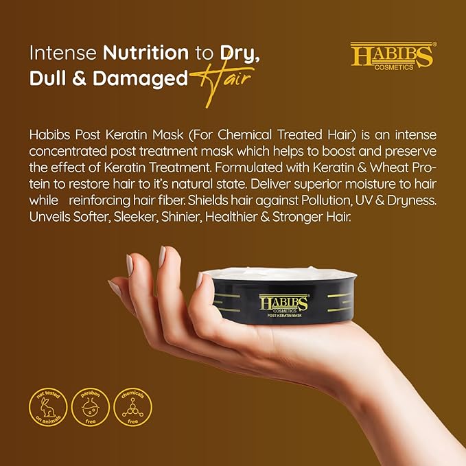 Habibs Cosmetics Post-Keratin Mask for Volume Boost and Deep Conditioner - 200 ml