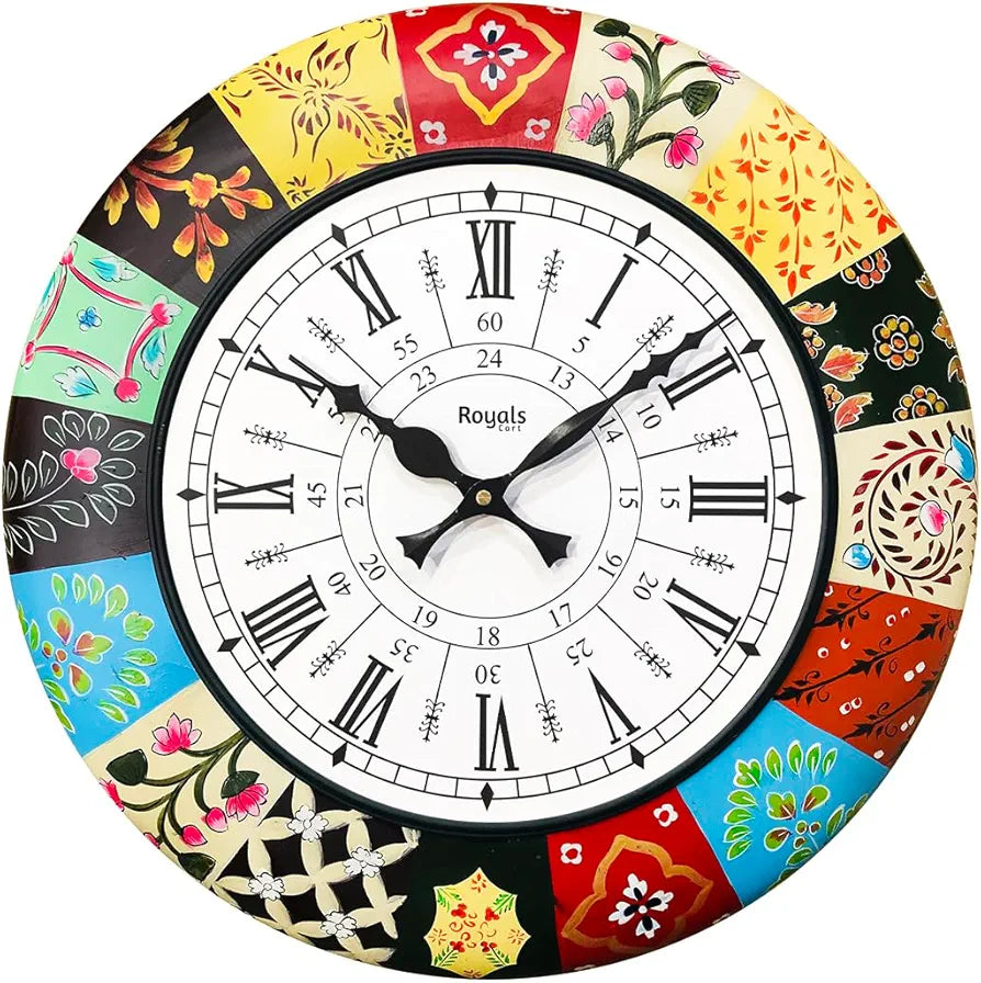 RoyalsCart Analog Wooden Wall Clock Clock Size - 16 x 16 inches [KTWC186D] Elegant Designer Painting