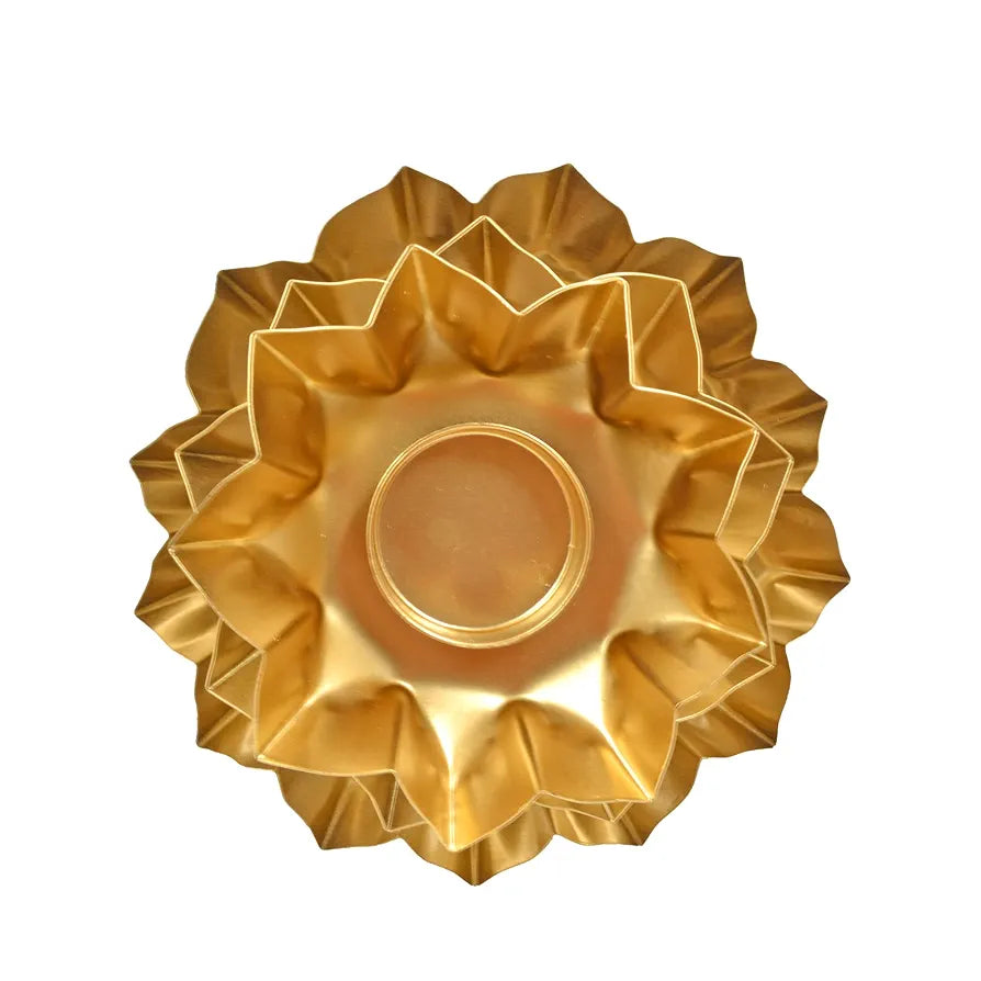 CraftVatika Urli Bowl with Tealight Candle Holder Handcrafted Bowl for Floating Flowers Tea Light Candles Type 7